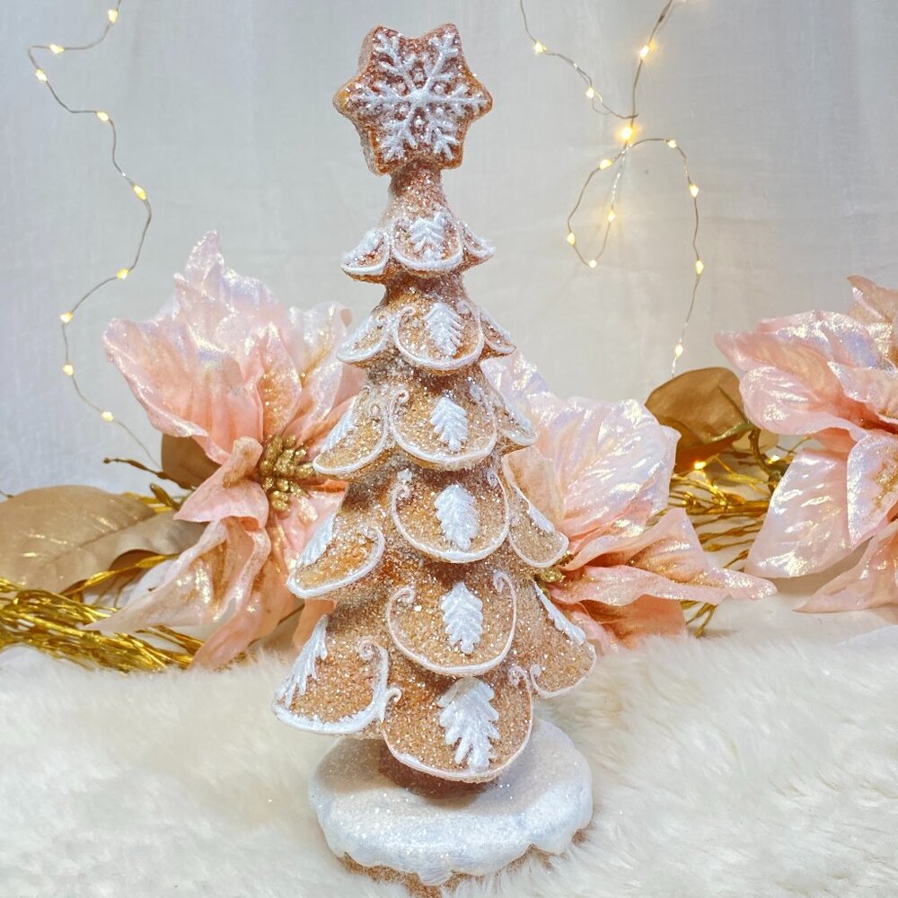Merry Christmas Resin Gingerbread Tiered Tree Tabletop Holiday Decor New 10"